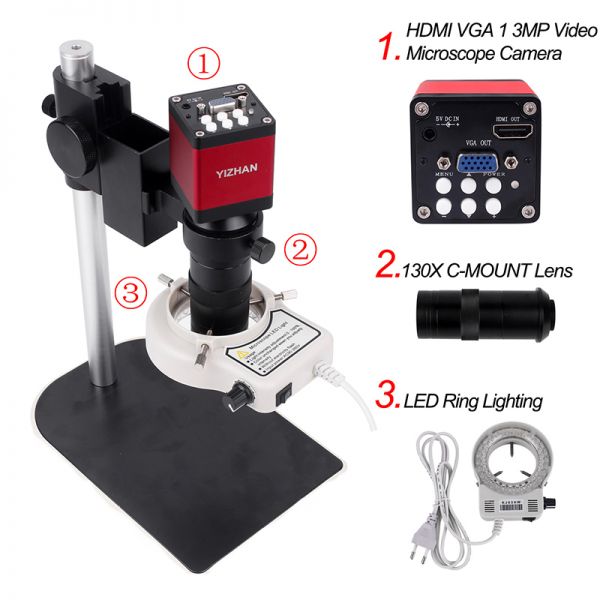 Digitális  ipari mikroszkóp - SM130X Microscope  High Quality 13MP HD VGA Port LED Light Digital